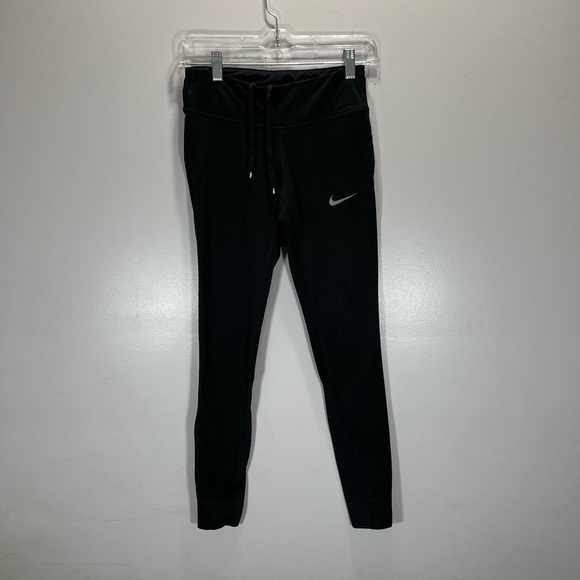 Nike Women’s Black Drawstring Waist Power Epic Run Athletic Leggings - Picture 2 of 12